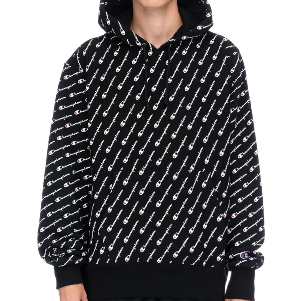 Champion Reverse Weave Diagonal All Over Print Hooded Sweatshirt